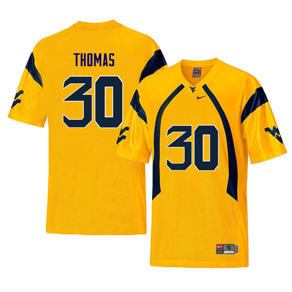 NCAA Men's J.T. Thomas West Virginia Mountaineers Yellow #30 Nike Stitched Football College Retro Authentic Jersey UK23S70WH
